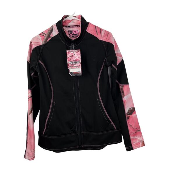 NWT Huntworth Pink and Black Oak Tree Camo Jacket Women's Size Medium - Picture 1 of 5